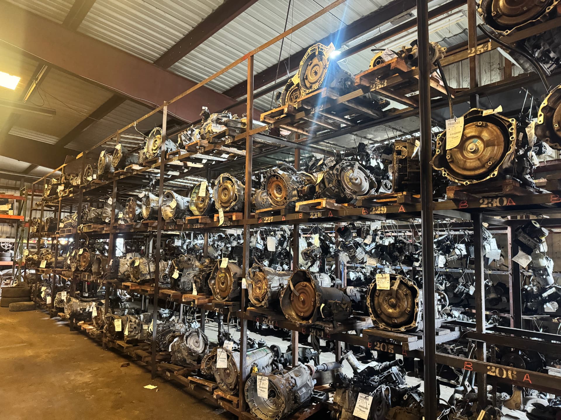 Shelves of transmissions and torque converters