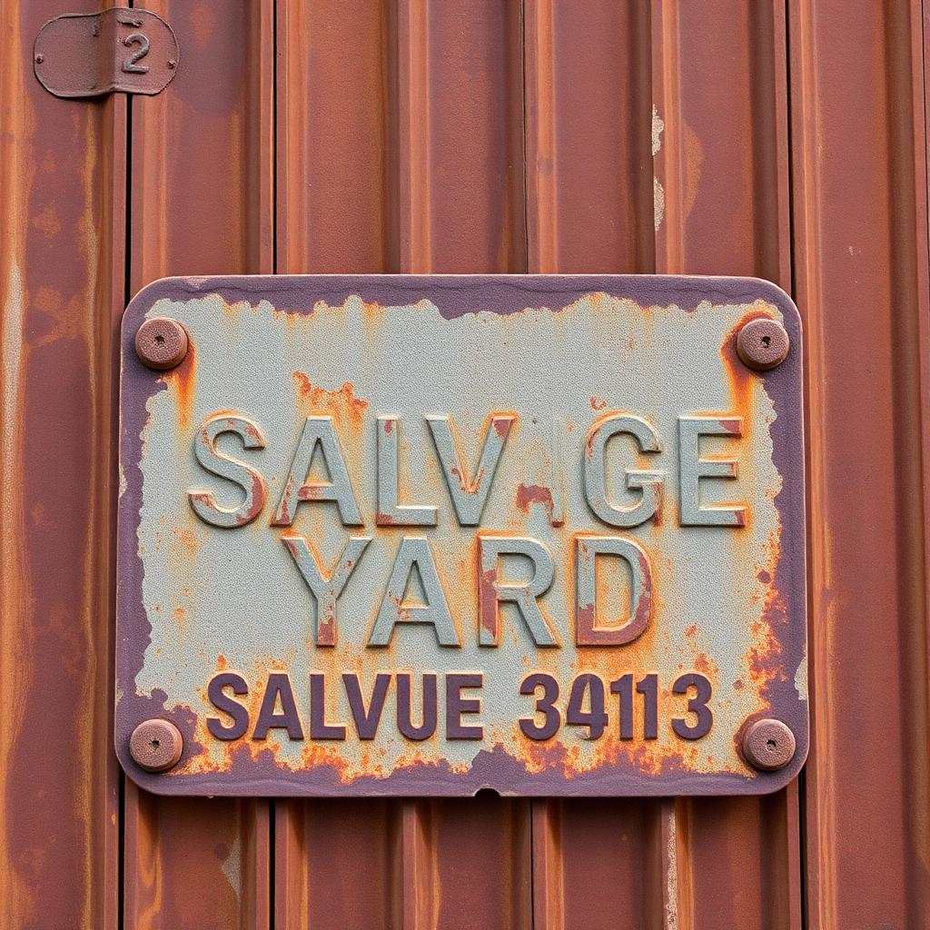 Vintage industrial salvage yard sign